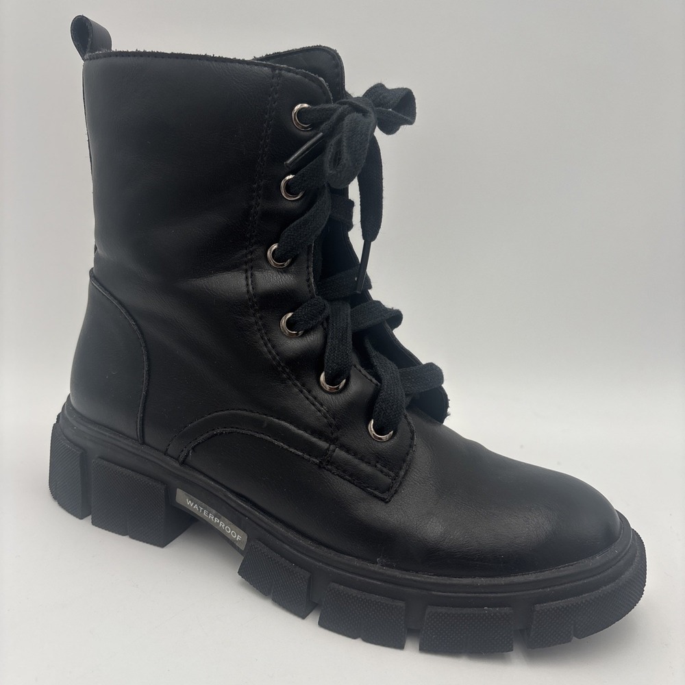 Aqua College Women's Waterproof Gecko Lace Up Buckled Booties Black Size 5.5
